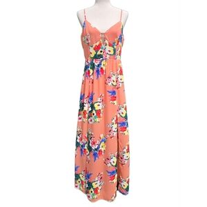 Express Floral Cut-Out Maxi Dress with Side Slit Size Large
